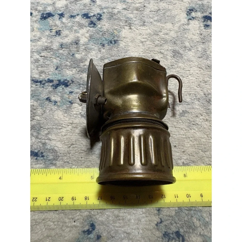 Vintage Justrite Brass Auto-Lite Carbide Coal Miner's Head Lamp Collectable
